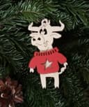 Adorno de Navidad de Toro Cartoon Archivo Vectorial para Láser