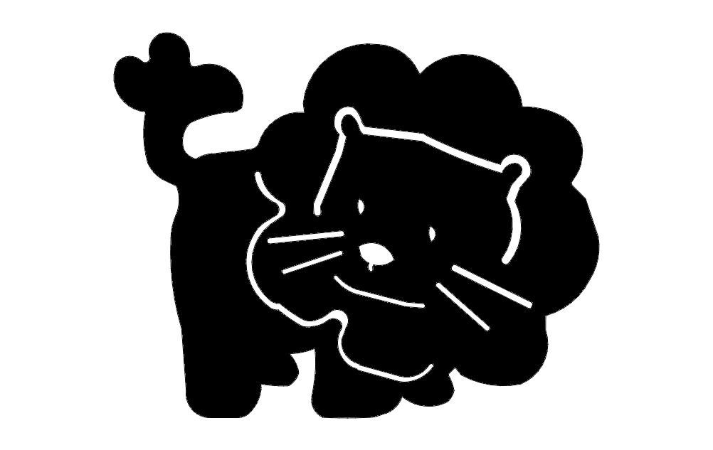 Cute Cartoon Lion Vector File for Laser Cutting DXF