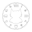 Cute Cat Bat Clock Face Vector Design DXF File
