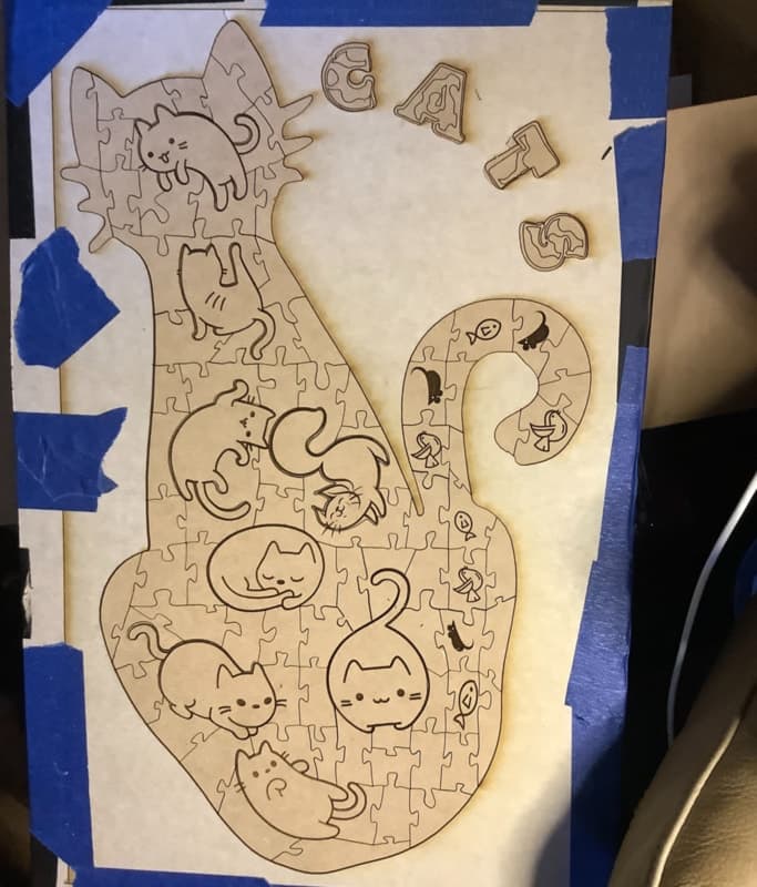 Cute Cat Jigsaw Puzzle Laser Cut File Vector