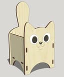 Caja Organizadora de Gatito para Corte Láser (SVG, DXF, CDR)