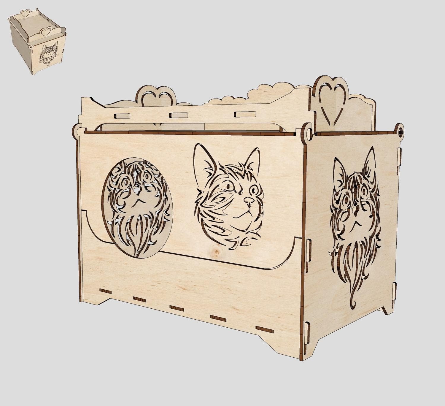 Cute Cat Storage Box Laser Cut Vector Template
