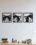 Cute Cat Trio Wall Art Laser Cut Vector Design