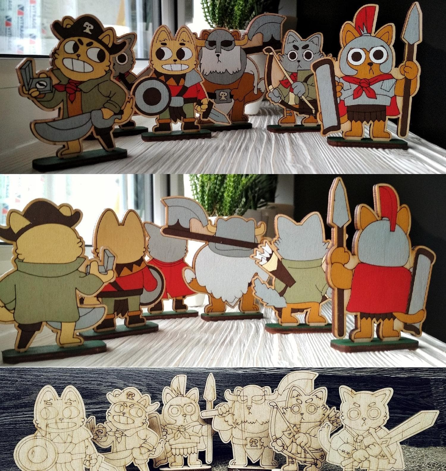 Cute Cat Warrior Figurines Laser Cut Vector File