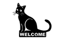 Diseño Vectorial de Letrero de Bienvenida de Gato para Corte Láser DXF