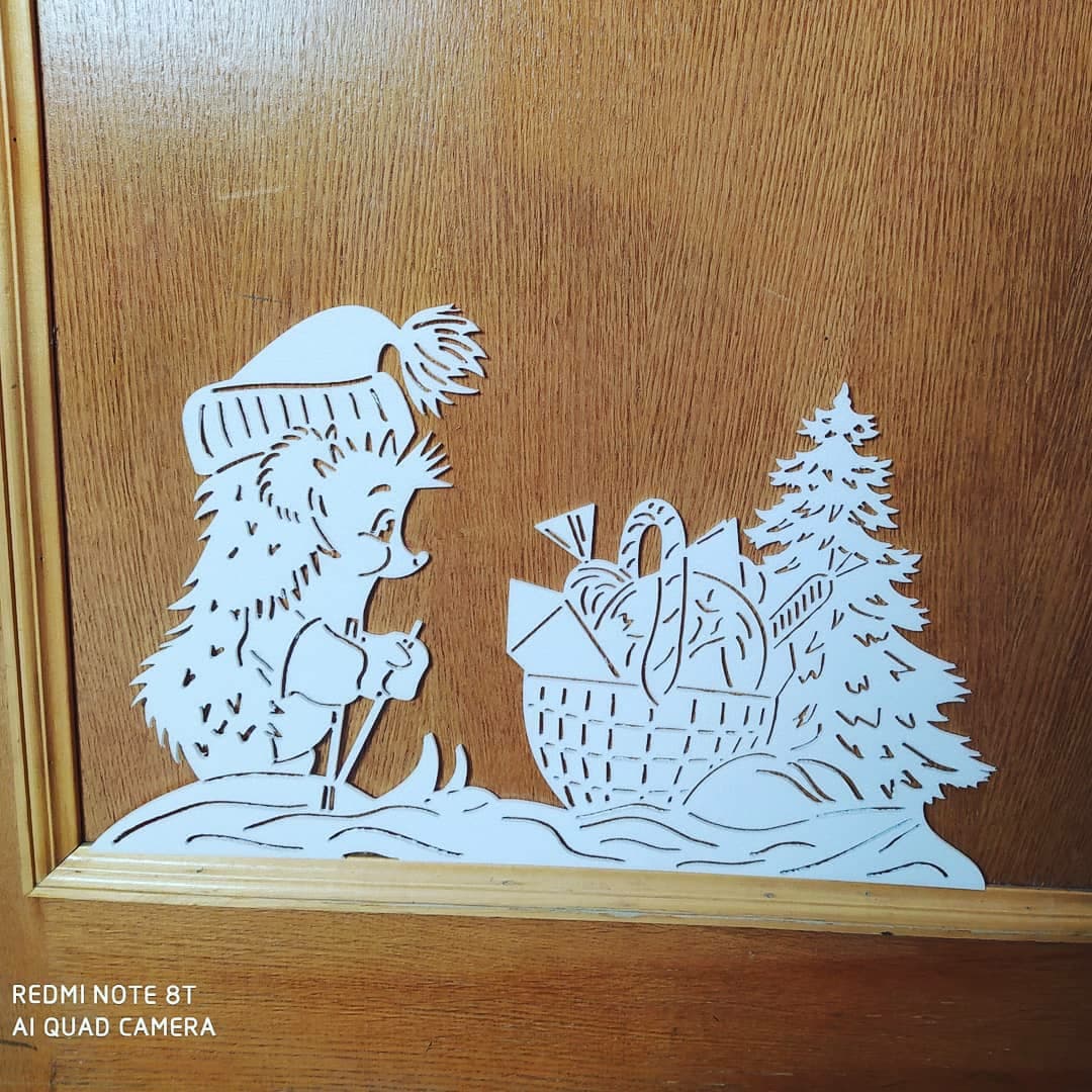 Cute Hedgehog Winter Skiing Vector for Laser Cutting