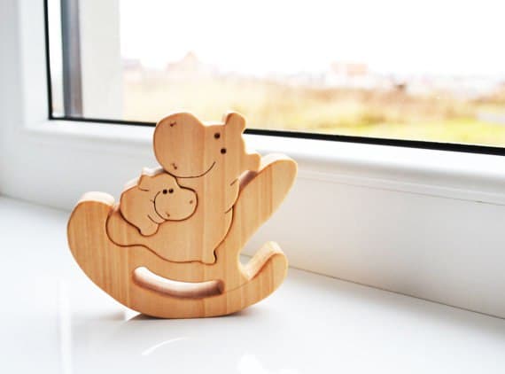 Cute Hippo Rocking Puzzle Laser Cut Vector File