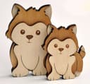 Cute Layered Wolf Puppy Pair Laser Cut Vector File