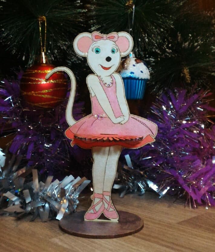 Cute Mouse Ballerina Napkin Holder Laser Cut File