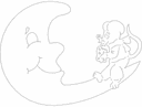 Diseño Vectorial de Ratón en la Luna Animado Archivo DXF