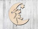 Diseño Vectorial de Ratón en la Luna para Corte Láser