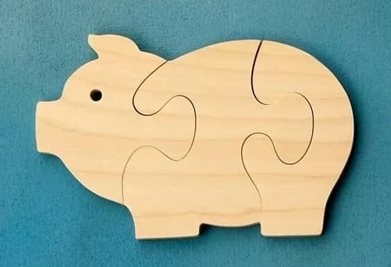 Cute Pig Jigsaw Puzzle Vector File for Laser Cutting (DXF/SVG)