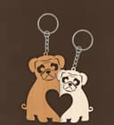 Archivo Vector Llavero Pareja Pug con Corazón para Corte Láser