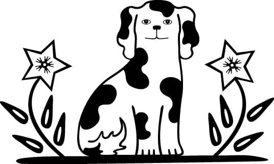 Cute Spotted Dog with Flowers Vector for Laser Cutting