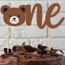Topper de Pastel de Osito 'One' Primer Cumpleaños Archivo Vectorial