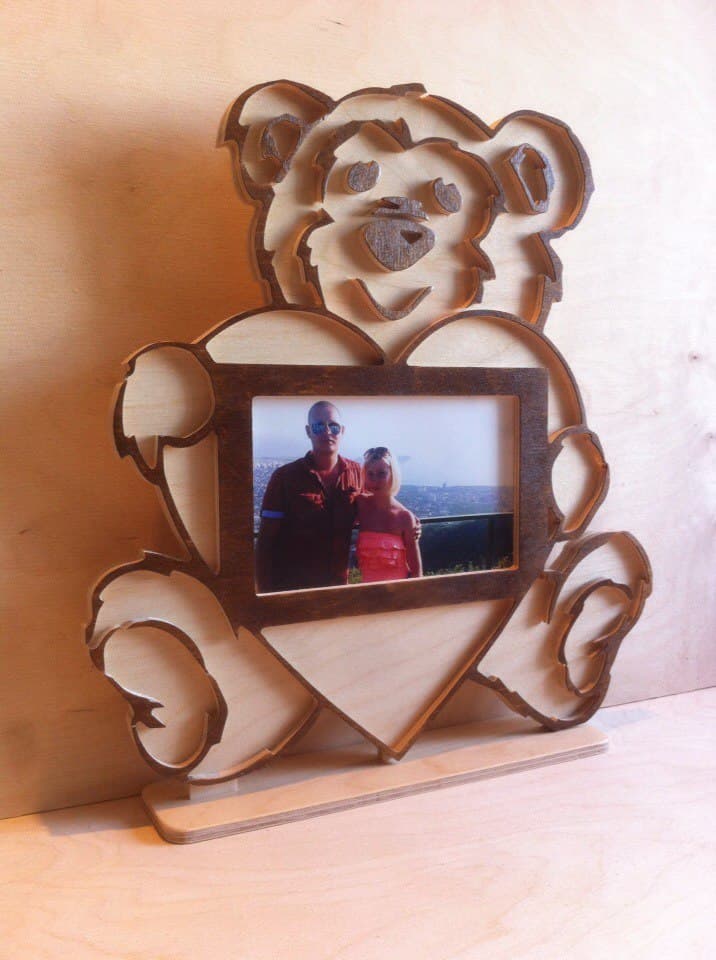 Cute Teddy Bear Photo Frame Vector Design (DXF)