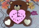 Cute Teddy Bear Wall Clock Vector Design for Laser Cutting