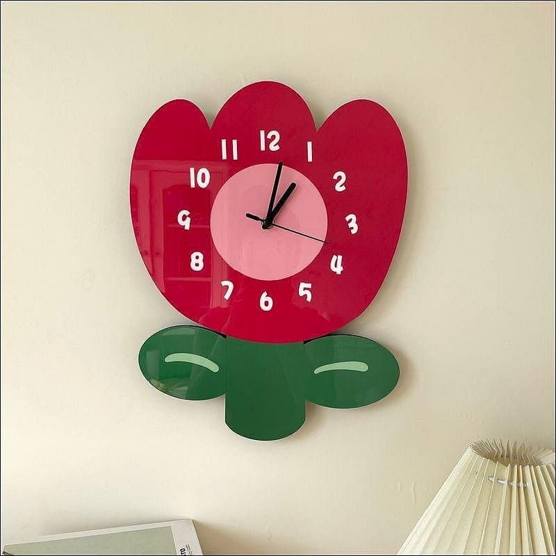 Cute Tulip Flower Wall Clock Vector Laser Cut File
