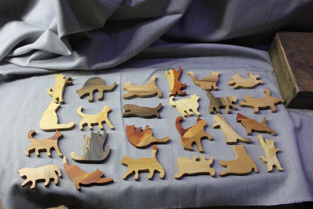 Cute Wooden Cat Silhouettes Laser Cutting Vector Files