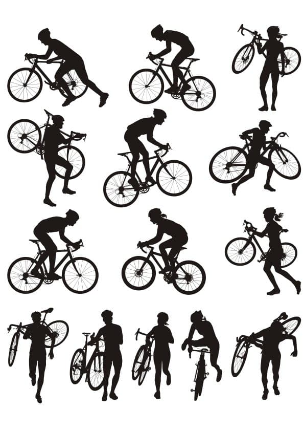 Cyclocross Racing Vector Silhouettes for Laser Cutting