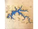 Vector de Mapa Batimétrico de Dale Hollow Lake para Corte Láser