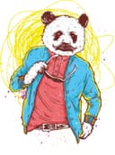 Dapper Panda with Mustache Vector Graphic for Laser Cutting