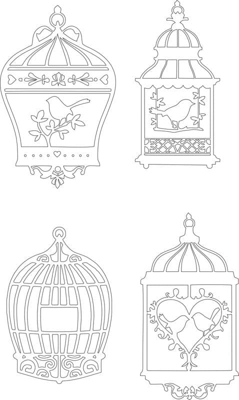 Decorative Bird Cage Vector Set for Laser Cutting SVG DXF