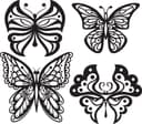 Decorative Butterfly Silhouettes Set Vector for Laser Cutting