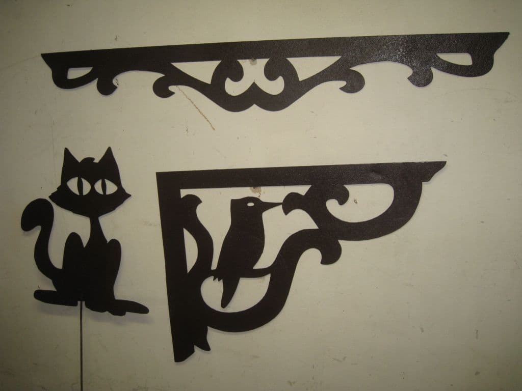 Decorative Corner Brackets and Cat Silhouette DXF Vector File