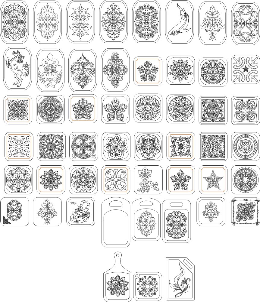 Decorative Cutting Board Laser Cut Designs Vector File
