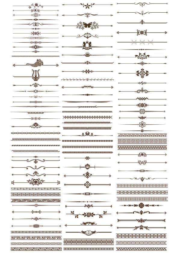 Decorative Dividers and Ornamental Borders Vector Set (SVG, DXF)