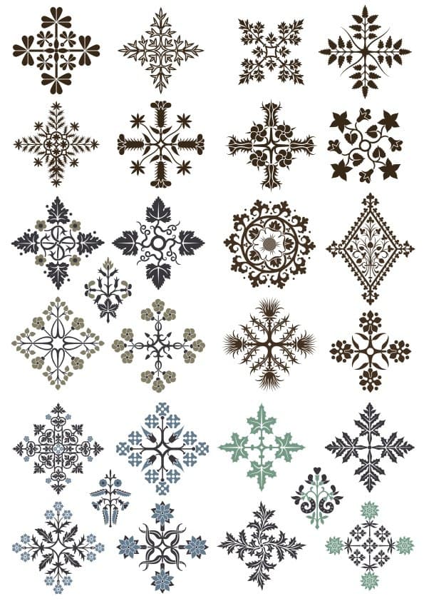 Decorative Floral Ornament Set Vector for Laser Cutting
