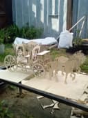 Carruagem com Cavalos Quebra-Cabeça 3D Vetor Laser Cut