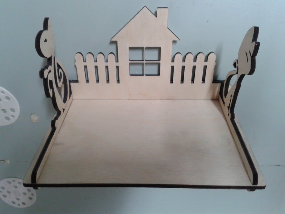 Decorative House and Squirrel Wall Shelf Laser Cut Vector