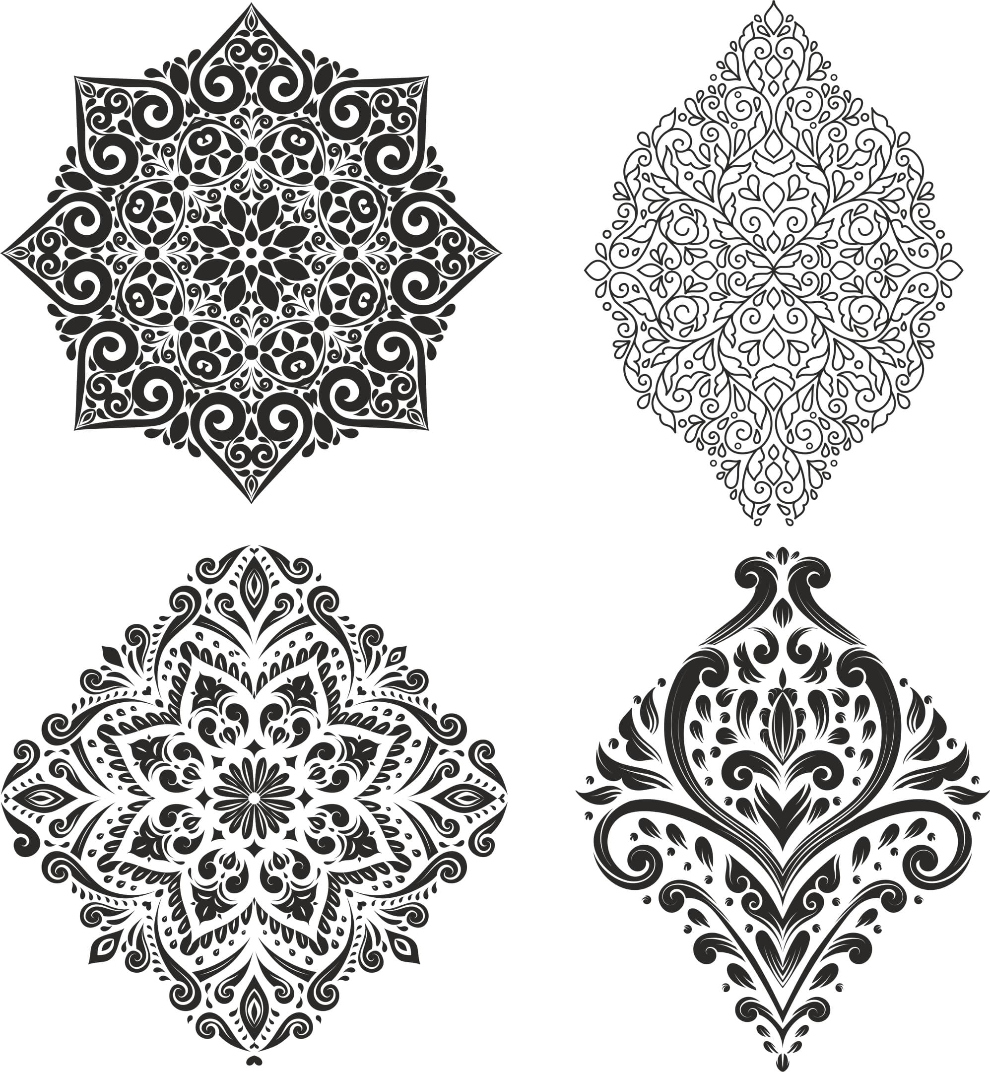 Decorative Ornate Mandala Vector Set for Laser Cutting (DXF, SVG)