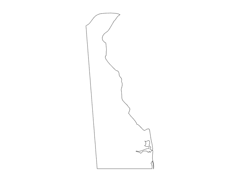 Delaware State Map Outline Vector File for Laser Cutting