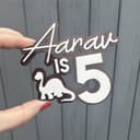 Dinosaur 5th Birthday Cake Topper SVG Vector File