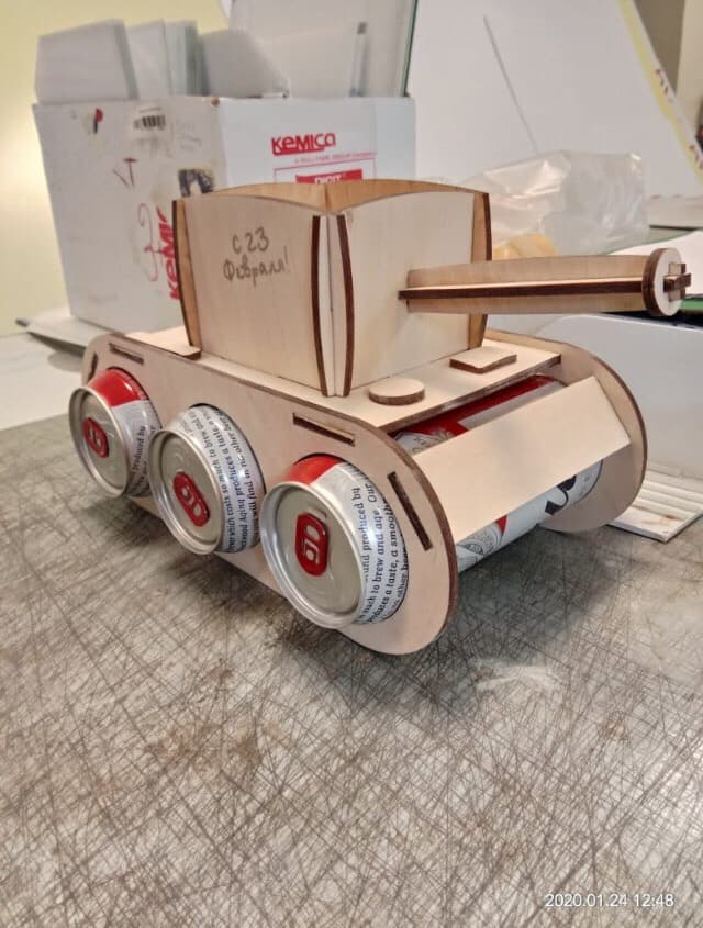 DIY Beer Can Tank Laser Cut Vector Template