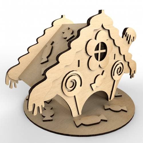 DIY Gingerbread House 3D Laser Cut Pattern Vector