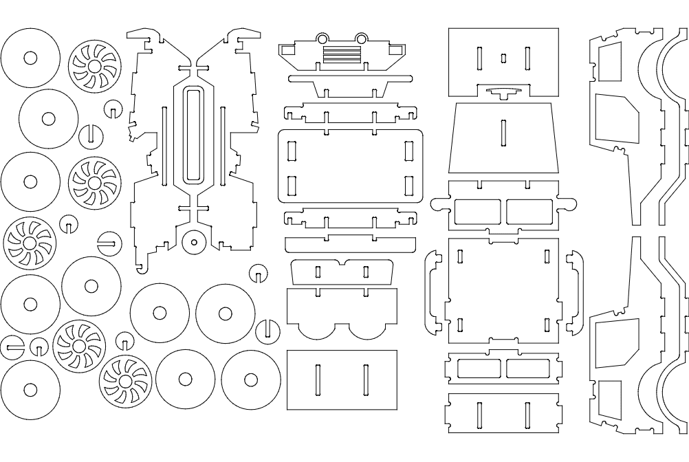 DIY Jeep 3D Puzzle Vector File for Laser Cutting (DXF)