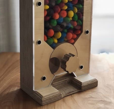 DIY Wooden Candy Dispenser Laser Cut Project Vector File