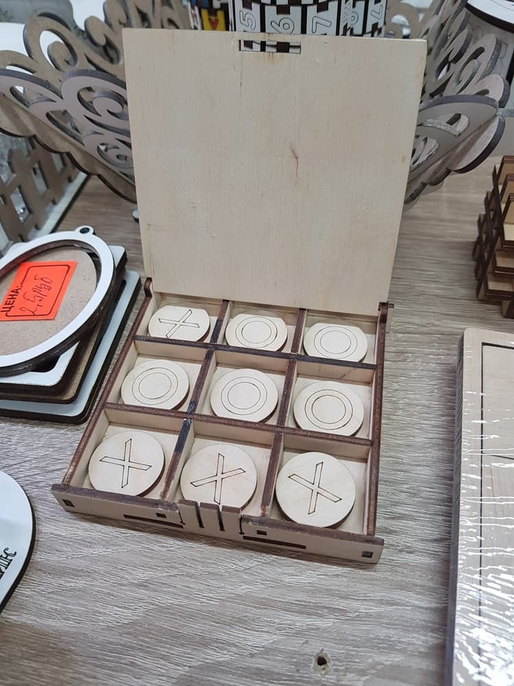 DIY Wooden Tic Tac Toe Game Laser Cut Vector Design
