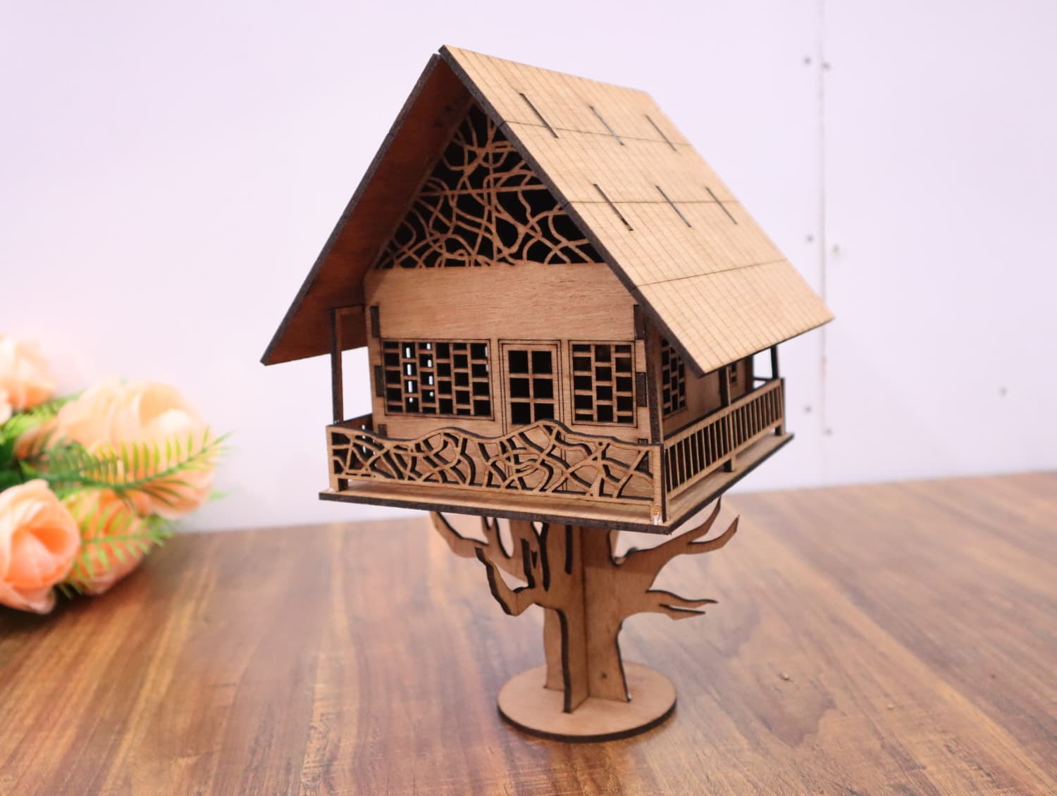 DIY Wooden Tree House 3D Puzzle Laser Cut Vector File
