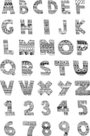 Doodle Pattern Alphabet and Numbers Vector Set for Laser Cutting