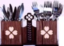 Double Cutlery Holder with Floral Patterns DXF Vector File