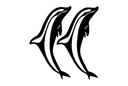 Double Dolphin Silhouette Vector Design DXF File