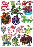 Colección de Vectores de Pegatinas de Dragón - Archivos para Láser