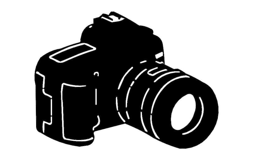 DSLR Camera Silhouette Vector File for Laser Cutting DXF