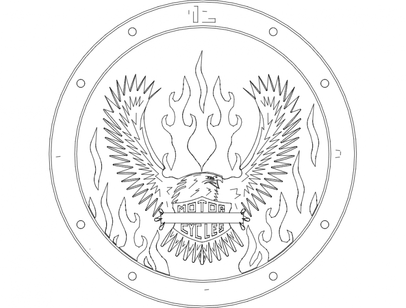 Diseño Vectorial de Emblema de Motocicleta Águia para Corte Láser DXF
