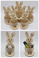 Easter Bunny Pencil Holder Laser Cut Vector Design
